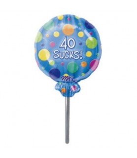Over the Hill '40 Sucks' 40th Birthday Lollipop Shaped Supershape Foil Mylar Balloon (8ct)