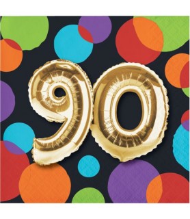 Over the Hill 90th Birthday Balloons Small Napkins (16ct)