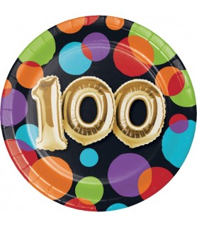Over the Hill 100th Birthday Balloons Small Paper Plates (8ct)