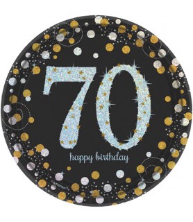 Over the Hill 'Sparkling Celebration' 70th Birthday Small Paper Plates (8ct)
