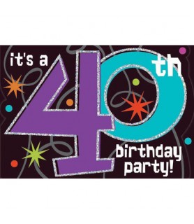 Over the Hill 'The Party Continues' 40th Birthday Invitations w/ Envelopes (8ct)