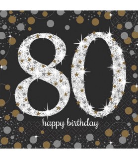 Over the Hill 'Sparkling Celebration' 80th Birthday Lunch Napkins (16ct)