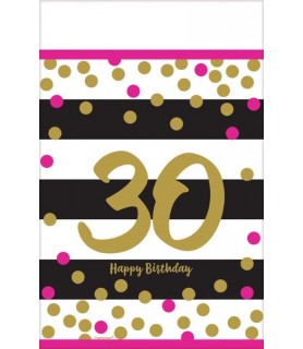 Over the Hill 'Hot Pink and Gold' 30th Birthday Plastic Table Cover (1ct)