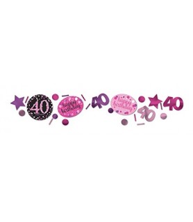Over the Hill 'Pink Sparkling Celebration' 40th Birthday Confetti Value Pack (3 types)