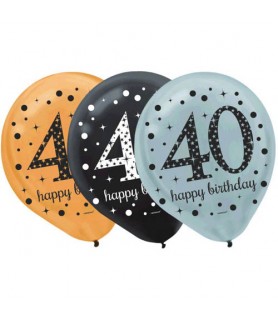 Over the Hill 'Sparkling Celebration' 40th Birthday Latex Balloons (15ct)