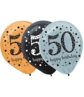 Over the Hill 'Sparkling Celebration' 50th Birthday Latex Balloons (15ct)