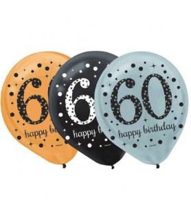 Over the Hill 'Sparkling Celebration' 60th Birthday Latex Balloons (15ct)