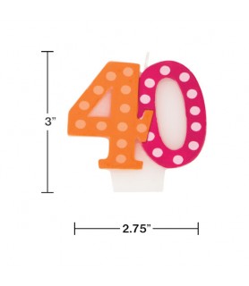 Over the Hill 'Bright and Bold' 40th Birthday Cake Candle (1ct)