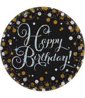 Happy Birthday 'Sparkling Celebration' Large Paper Plates (8ct)