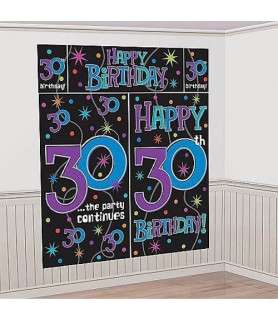 Over the Hill 'The Party Continues' 30th Birthday Wall Poster Decorating Kit (5pc)