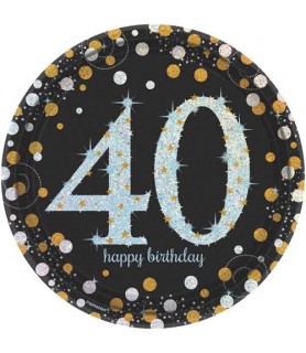 Over the Hill 'Sparkling Celebration' 40th Birthday Large Paper Plates (8ct)