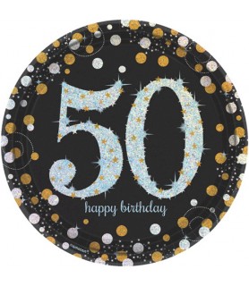 Over the Hill 'Sparkling Celebration' 50th Birthday Large Paper Plates (8ct)