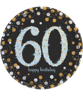 Over the Hill 'Sparkling Celebration' 60th Birthday Large Paper Plates (8ct)