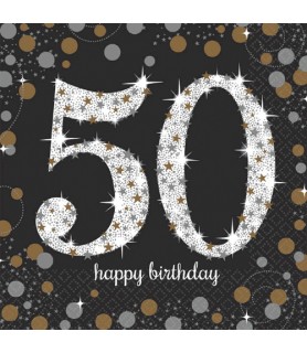 Over the Hill 'Sparkling Celebration' 50th Birthday Lunch Napkins (16ct)