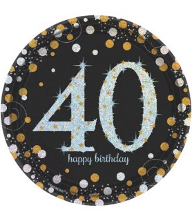 Over the Hill 'Sparkling Celebration' 40th Birthday Small Paper Plates (8ct)