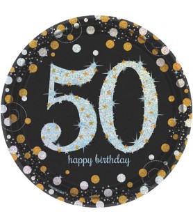 Over the Hill 'Sparkling Celebration' 50th Birthday Small Paper Plates (8ct)