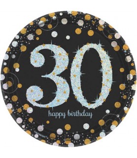 Birthday 'Sparkling Celebration' 30th Birthday Small Paper Plates (8ct)