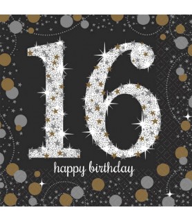 Happy Birthday 'Sparkling Celebration' 16th Birthday Small Napkins (16ct)