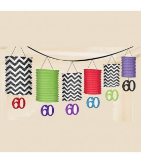 Over the Hill 'Chevron and Stripes' 60th Birthday Paper Lantern Garland (12ft)