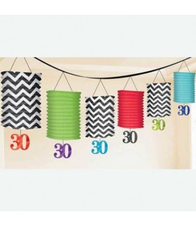Over the Hill 'Chevron and Stripes' 30th Birthday Paper Lantern Garland (12ft)