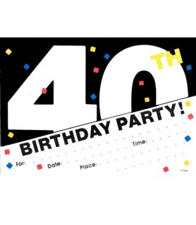 Over the Hill 'Confetti' 40th Birthday Invitations w/ Envelopes (8ct)