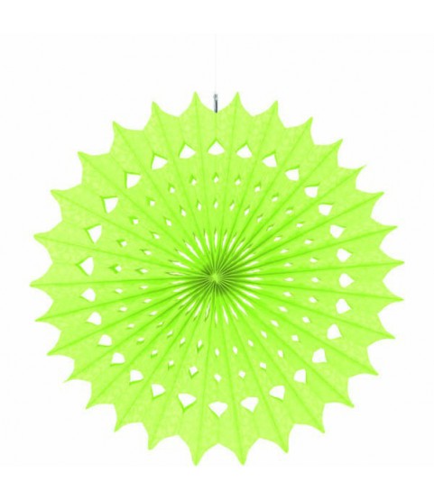 Kiwi Lime Green Damask Printed Paper Fan Decoration (1ct)