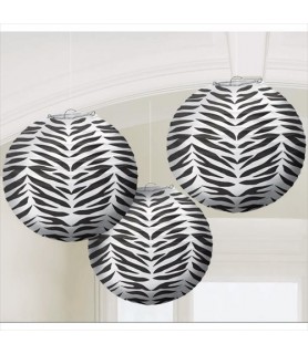 Zebra Stripes Animal Print Paper Lanterns (3ct)