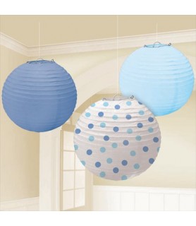 Blue and Polka Dot Paper Lanterns (3ct)