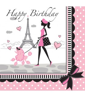 Happy Birthday 'Party in Paris' Lunch Napkins (16ct)