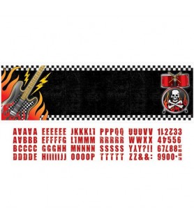 Rock On Skull and Flames Giant Customizable Banner (1ct)