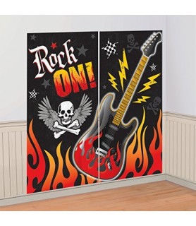 Rock On Skull and Flames Wall Poster Decorating Kit (2pc)