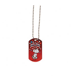 Peanuts Snoopy 4th of July Red Dog Tag Necklace / Favor (1ct)