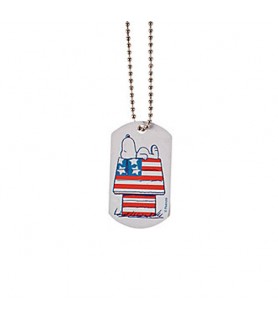 Peanuts Snoopy 4th of July White Dog Tag Necklace / Favor (1ct)