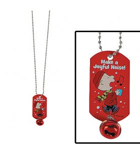 Peanuts Snoopy Christmas 'Make a Joyful Noise' Dog Tag Necklace / Favor (1ct)