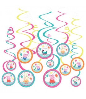 Peppa Pig 'Confetti Party' Hanging Swirl Decorations (12pcs)