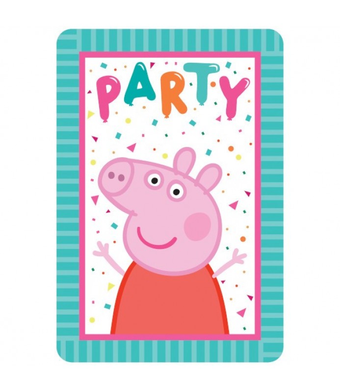 Peppa Pig 'Confetti Party' Invitation Set w/ Envelopes, Seals, and