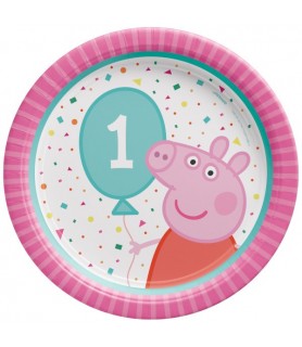 Peppa Pig 'Confetti Party' 1st Birthday Small Paper Plates (8ct)