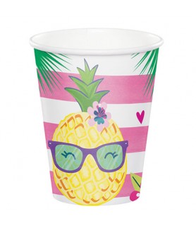 Hawaiian Luau 'Pineapple and Friends' 9oz Paper Cups (8ct)