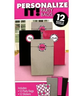 Zebra Stripes 'Pink and Black' Party Favor Bags (12ct)