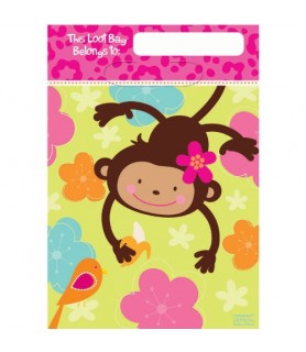 Pink Mod 'Monkey Love' Favor Bags (8ct)