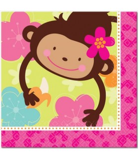 Pink Mod 'Monkey Love' Lunch Napkins (16ct)