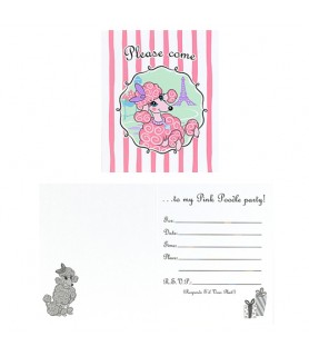 Happy Birthday 'Pink Poodle in Paris' Invitations w/ Envelopes (8ct)