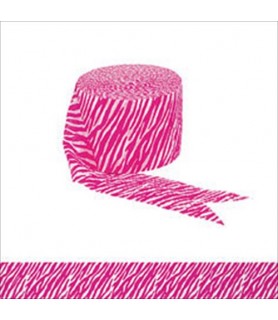 Zebra Stripes 'Pink' Animal Print Crepe Paper Streamer (81ft)