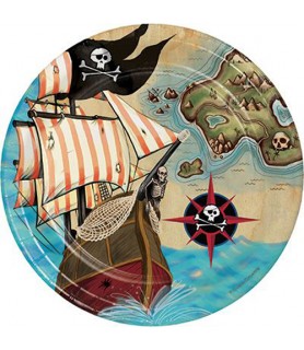 Pirate Party 'Pirates Map' Small Paper Plates (8ct)