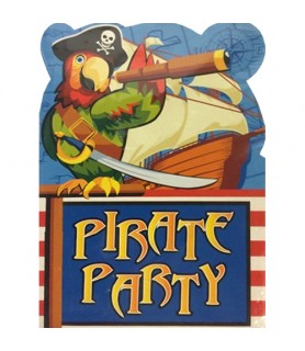 Pirate Party 'Parrot' Invitations w/ Envelopes (6ct)