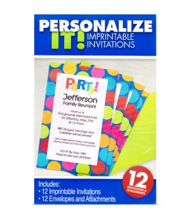 Multi-Color Polka Dots Imprintable Invitations w/ Envelopes (8ct)