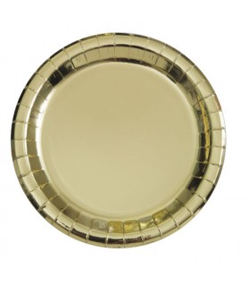 Gold Shiny Metallic Large Paper Plates (8ct)
