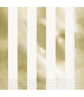 Gold Shiny Metallic Stripes Lunch Napkins (16ct)