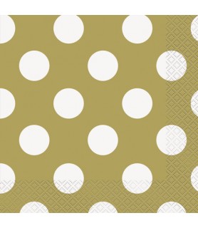 Gold Metallic Polka Dots Lunch Napkins (16ct)