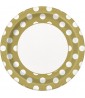 Gold Metallic Polka Dots Large Paper Plates (8ct)